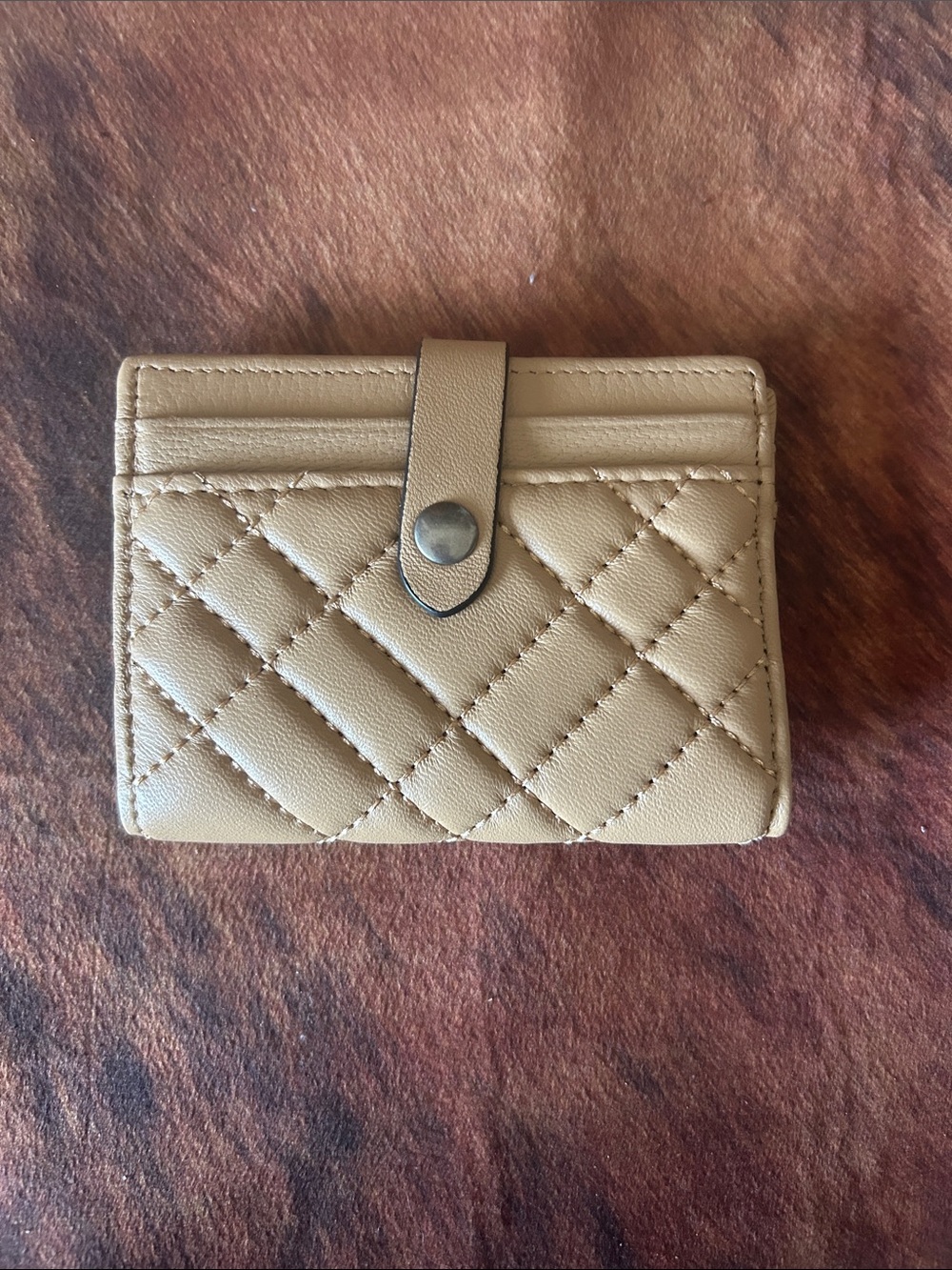Kurt Geiger Quilted Card Wallet in Taupe